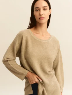 Maglia con lurex e micro paillette - BEIGE
