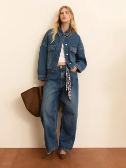 Overshirt cropped in denim - BLUE JEANS
