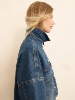 Overshirt cropped in denim - BLUE JEANS