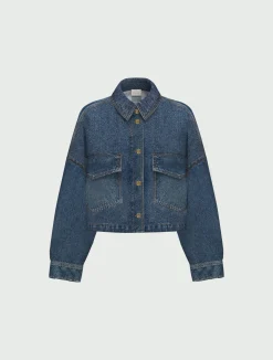 Overshirt cropped in denim - BLUE JEANS
