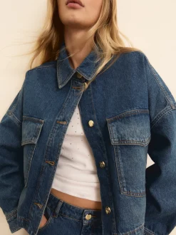 Overshirt cropped in denim - BLUE JEANS