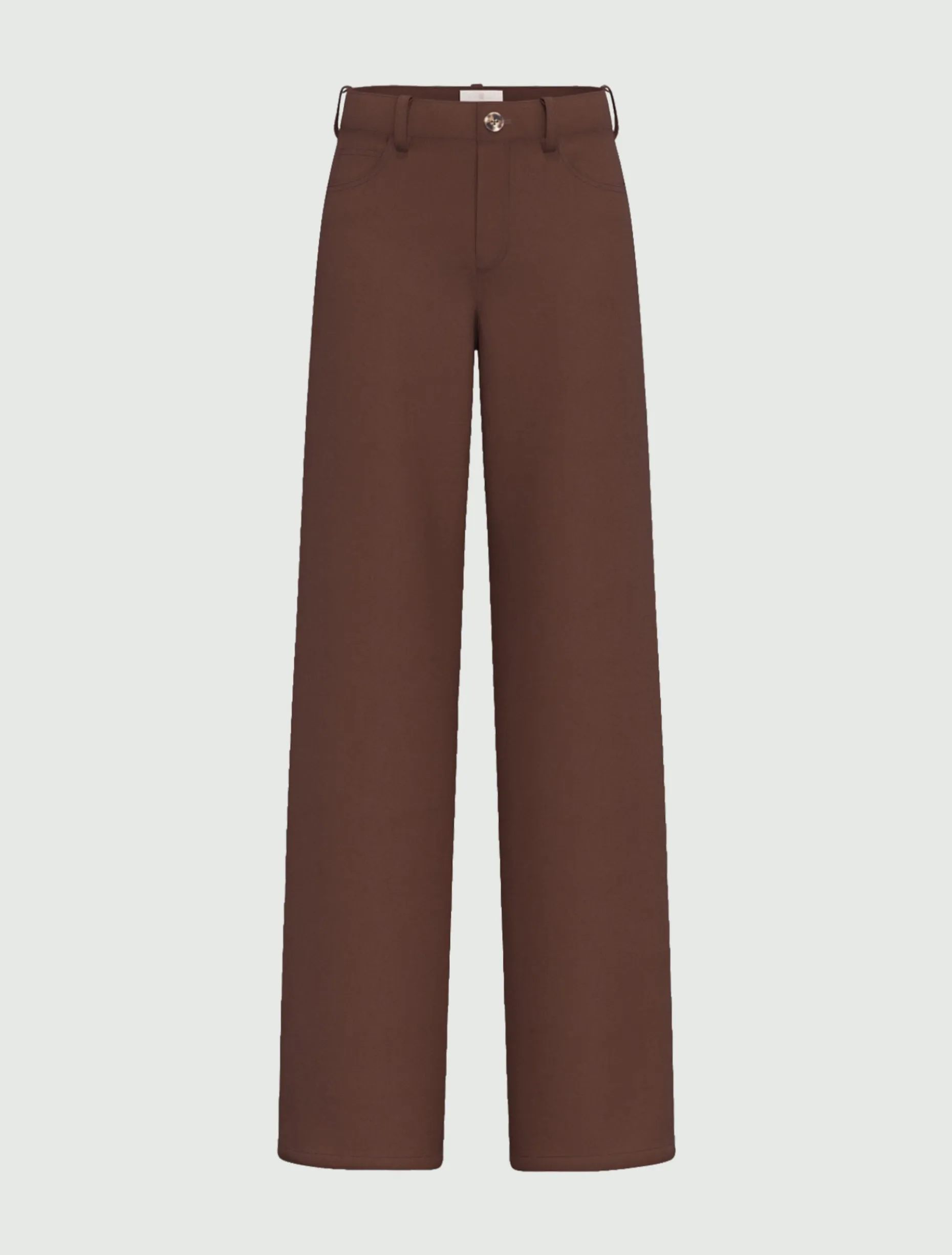 Pantalone 5 tasche in raso stretch - MARRONE