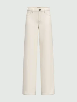 Pantalone 5 tasche in raso stretch - AVORIO