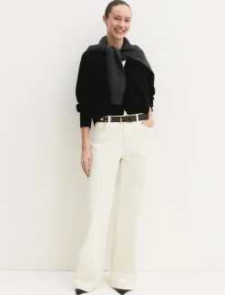 Pantalone 5 tasche in raso stretch - AVORIO