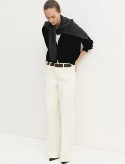 Pantalone 5 tasche in raso stretch - AVORIO