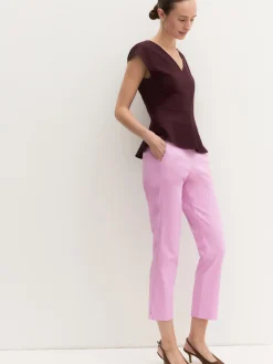 Pantalone capri in cotone stretch - ROSA INTENSO
