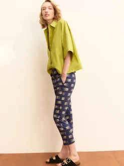 Pantalone capri in raso stretch - BLU