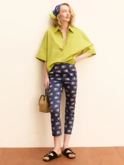 Pantalone capri in raso stretch - BLU