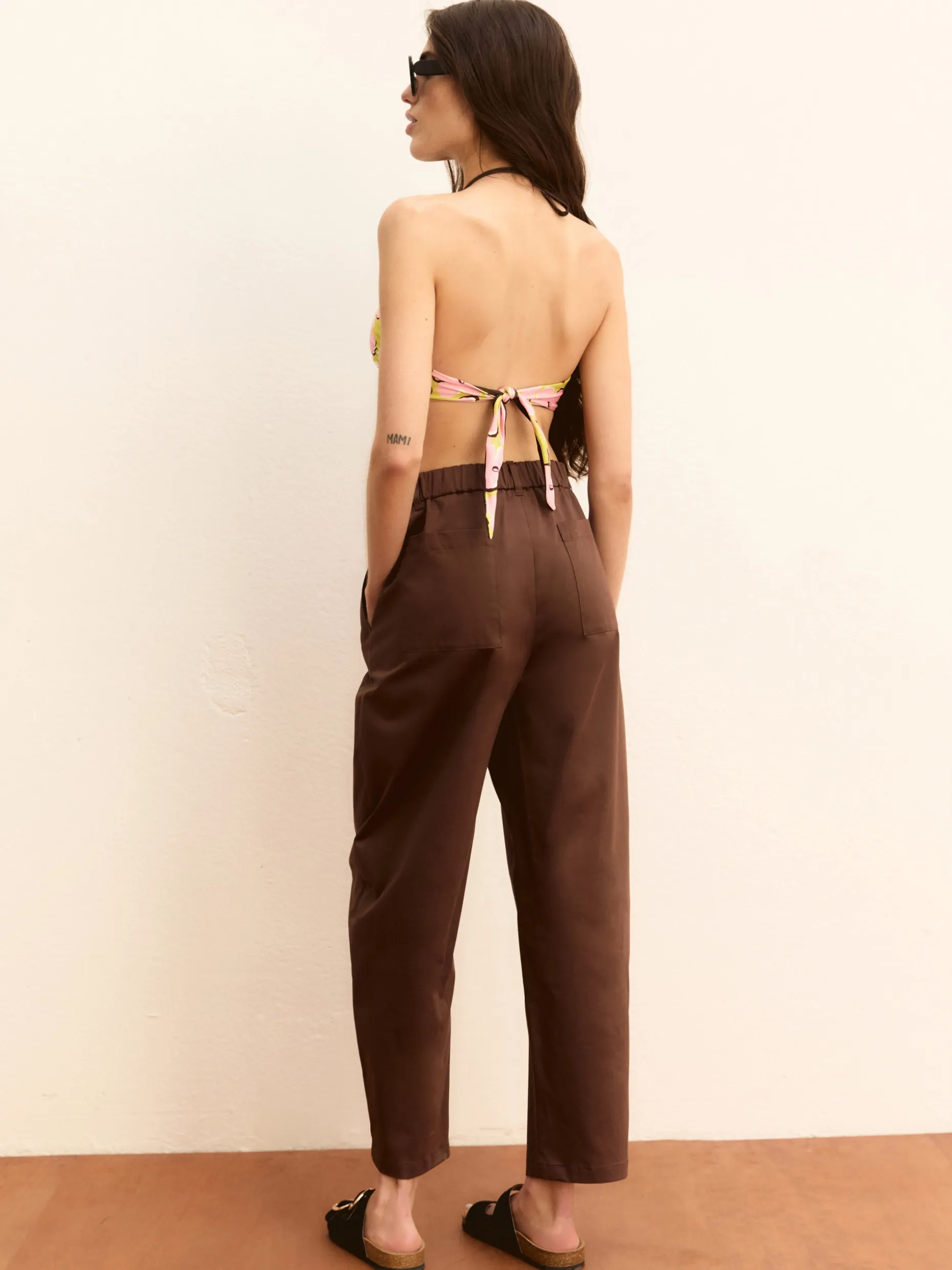 Pantalone chino in raso stretch - CAFFE`