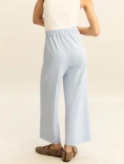Pantalone cropped in jersey - AZZURRO