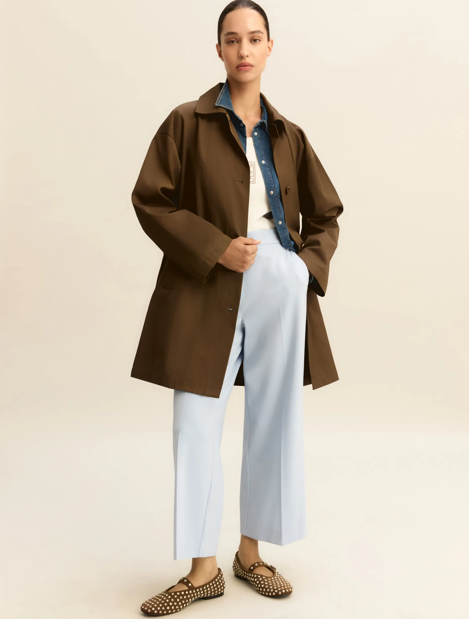 Pantalone cropped in jersey - AZZURRO