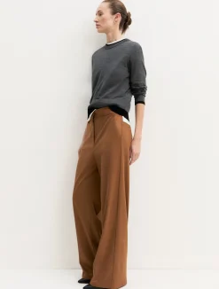 Pantalone dritto in jersey stretch - COGNAC