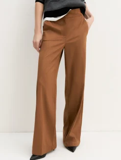 Pantalone dritto in jersey stretch - COGNAC