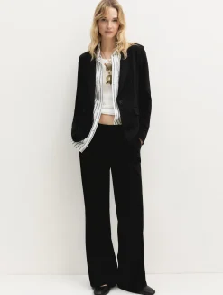 Pantalone dritto in jersey stretch - NERO
