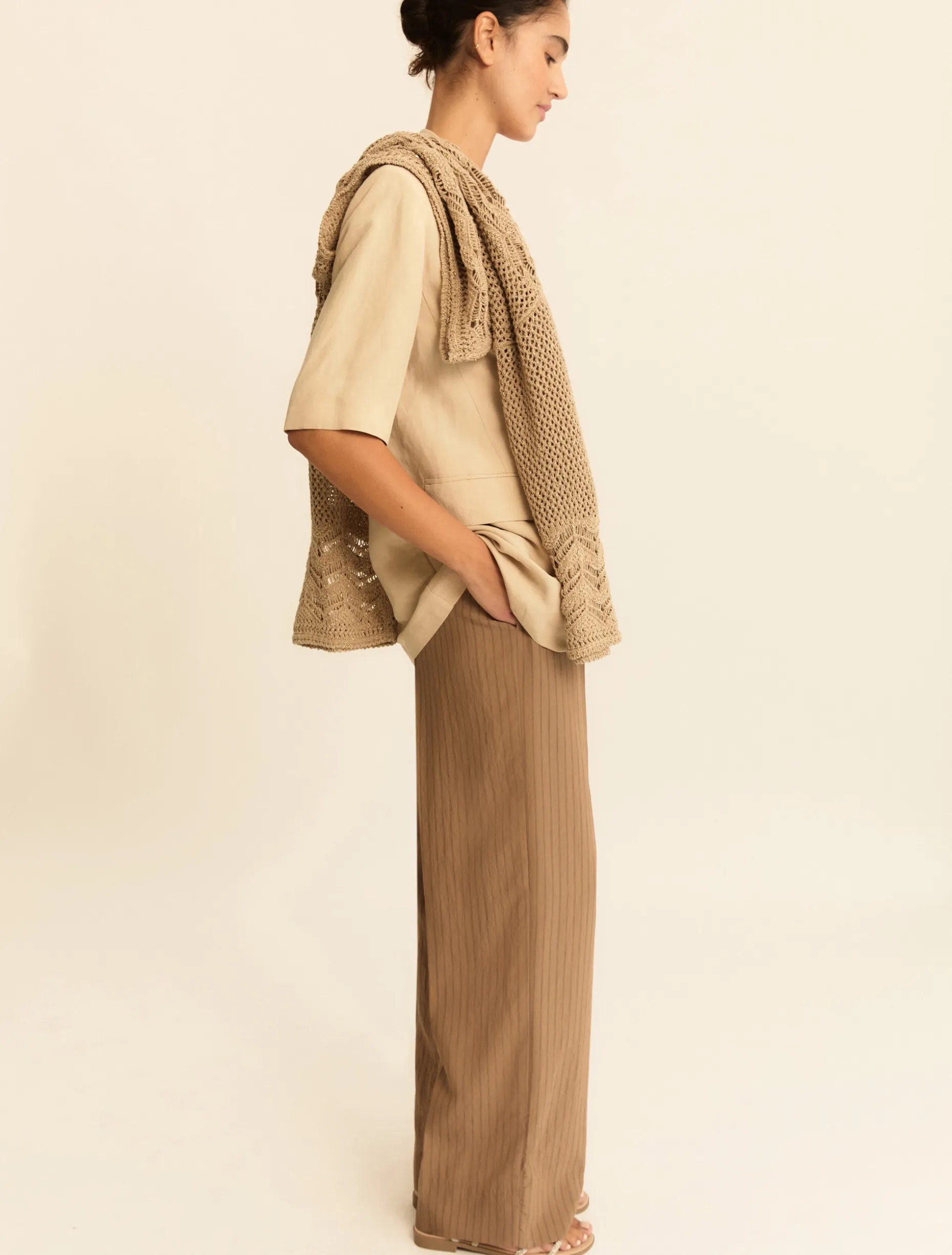 Pantalone dritto in misto viscosa - CAMMELLO