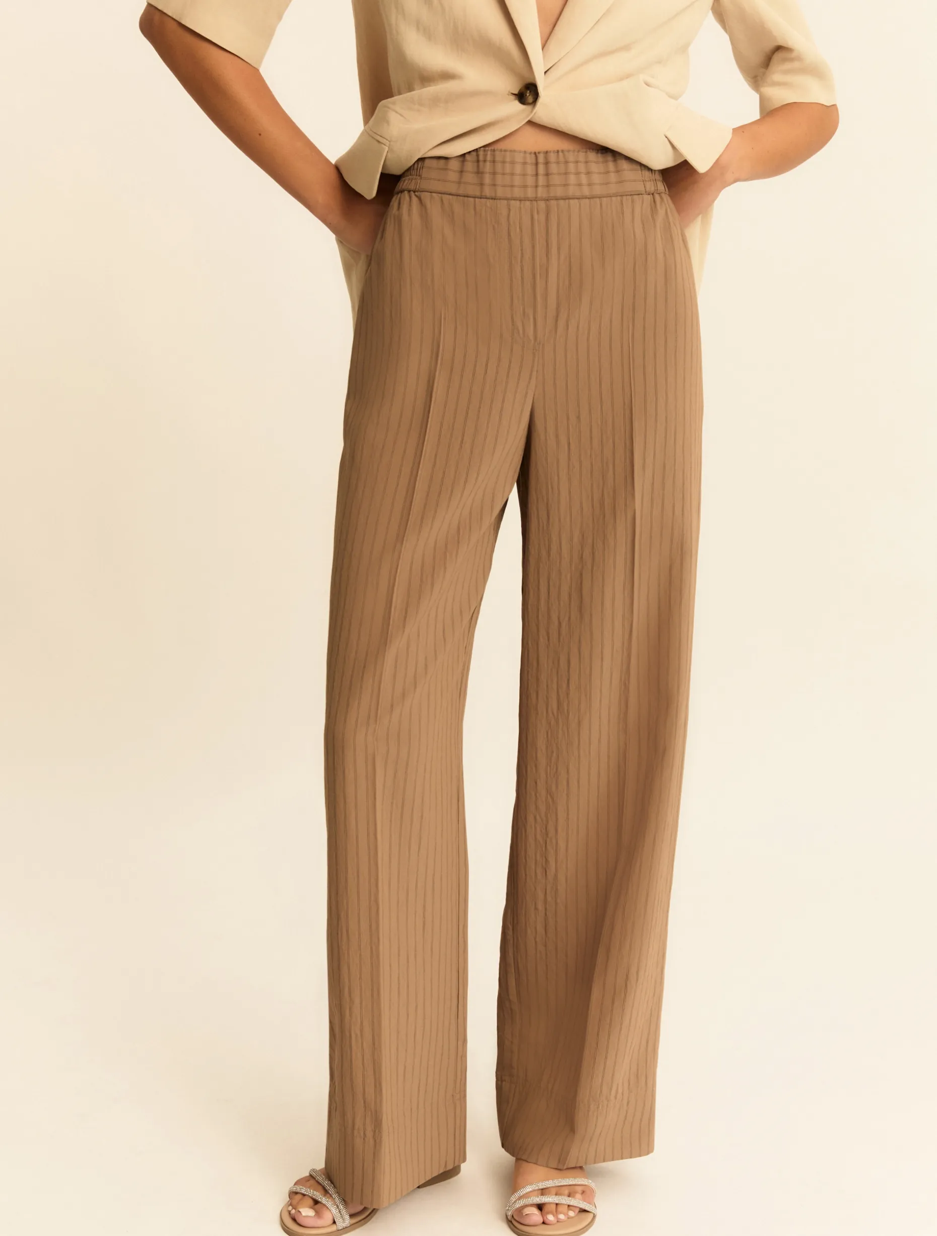 Pantalone dritto in misto viscosa - CAMMELLO