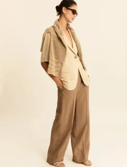 Pantalone dritto in misto viscosa - CAMMELLO