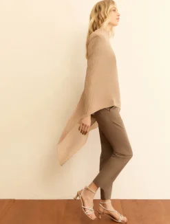 Pantalone dritto in popeline stretch - TORTORA