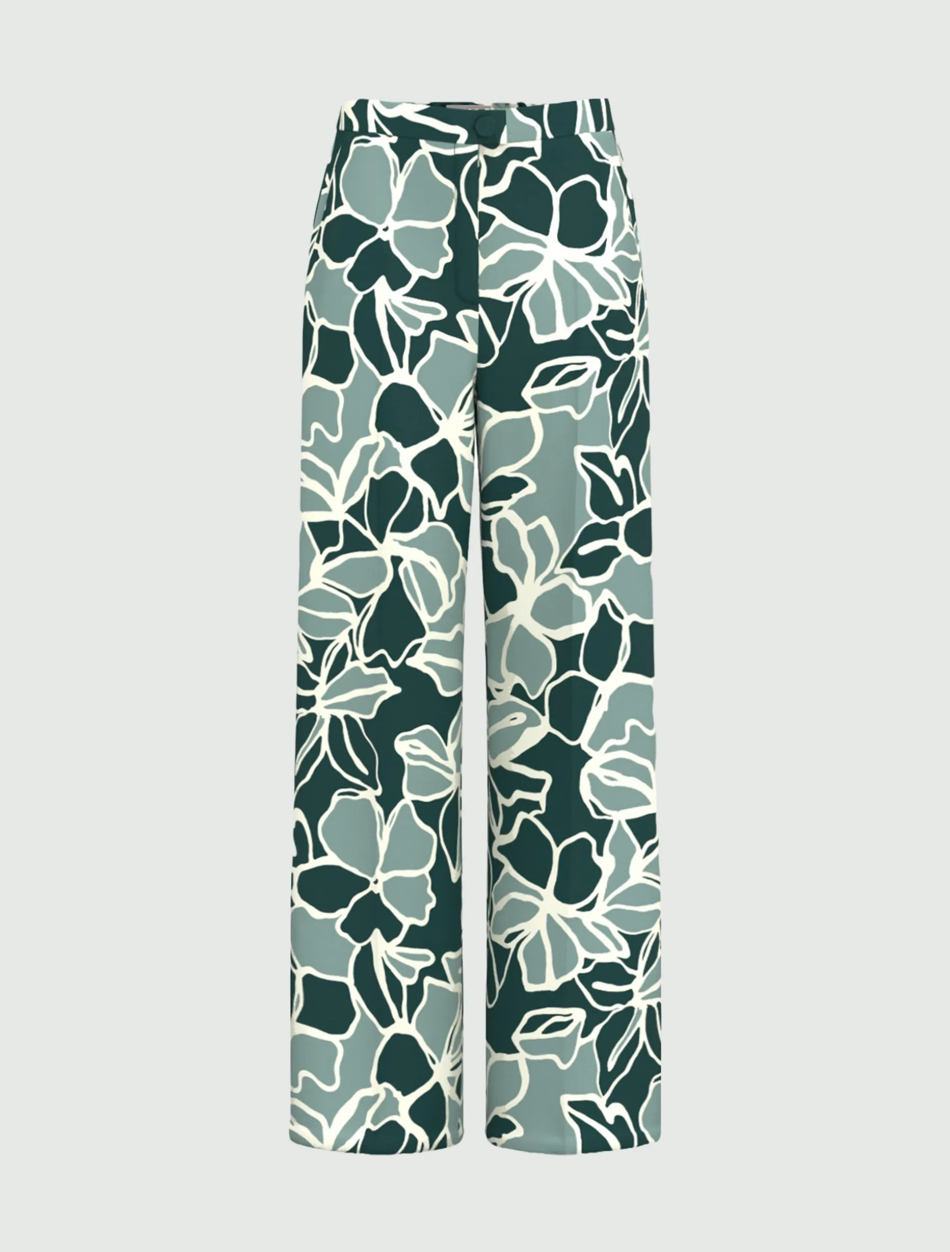 Pantalone dritto in twill stampato - VERDE OPALE