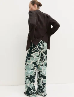 Pantalone dritto in twill stampato - VERDE OPALE