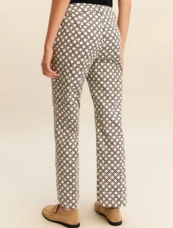 Pantalone flare in cotone stretch - PANNA