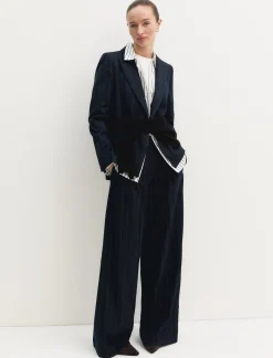 Pantalone in gessato lamé - NAVY