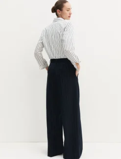 Pantalone in gessato lamé - NAVY
