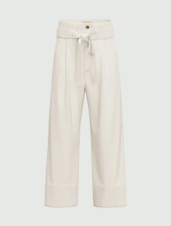 Pantalone in popeline con cintura - BIANCO