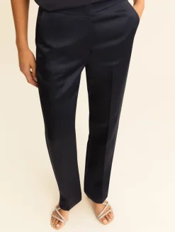 Pantalone in raso di lino e viscosa - BLU