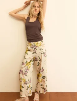 Pantalone in twill stampato - BIANCO LANA