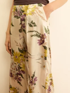 Pantalone in twill stampato - BIANCO LANA