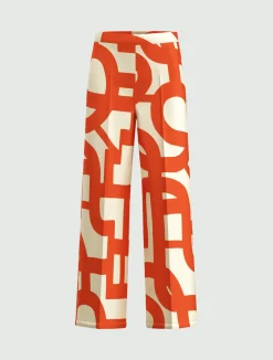 Pantalone in twill stampato - ROSSO GERANIO