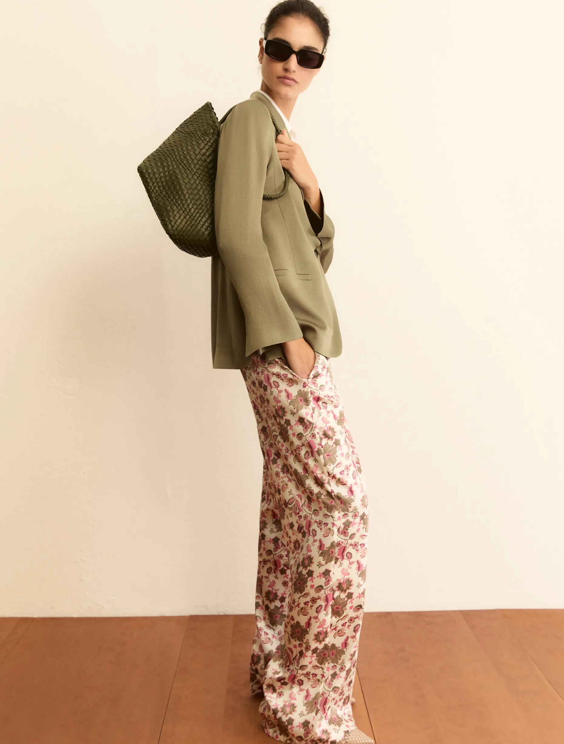 Pantalone in twill stampato - ROSA PERLATO