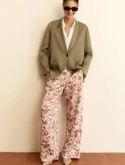 Pantalone in twill stampato - ROSA PERLATO