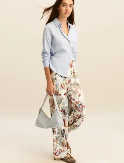 Pantalone in twill stampato - BIANCO LANA