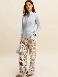 Pantalone in twill stampato - BIANCO LANA