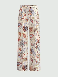 Pantalone in twill stampato - BIANCO LANA