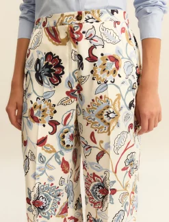 Pantalone in twill stampato - BIANCO LANA