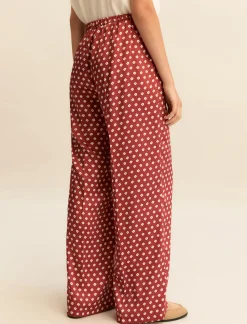 Pantalone in twill stampato - CILIEGIA