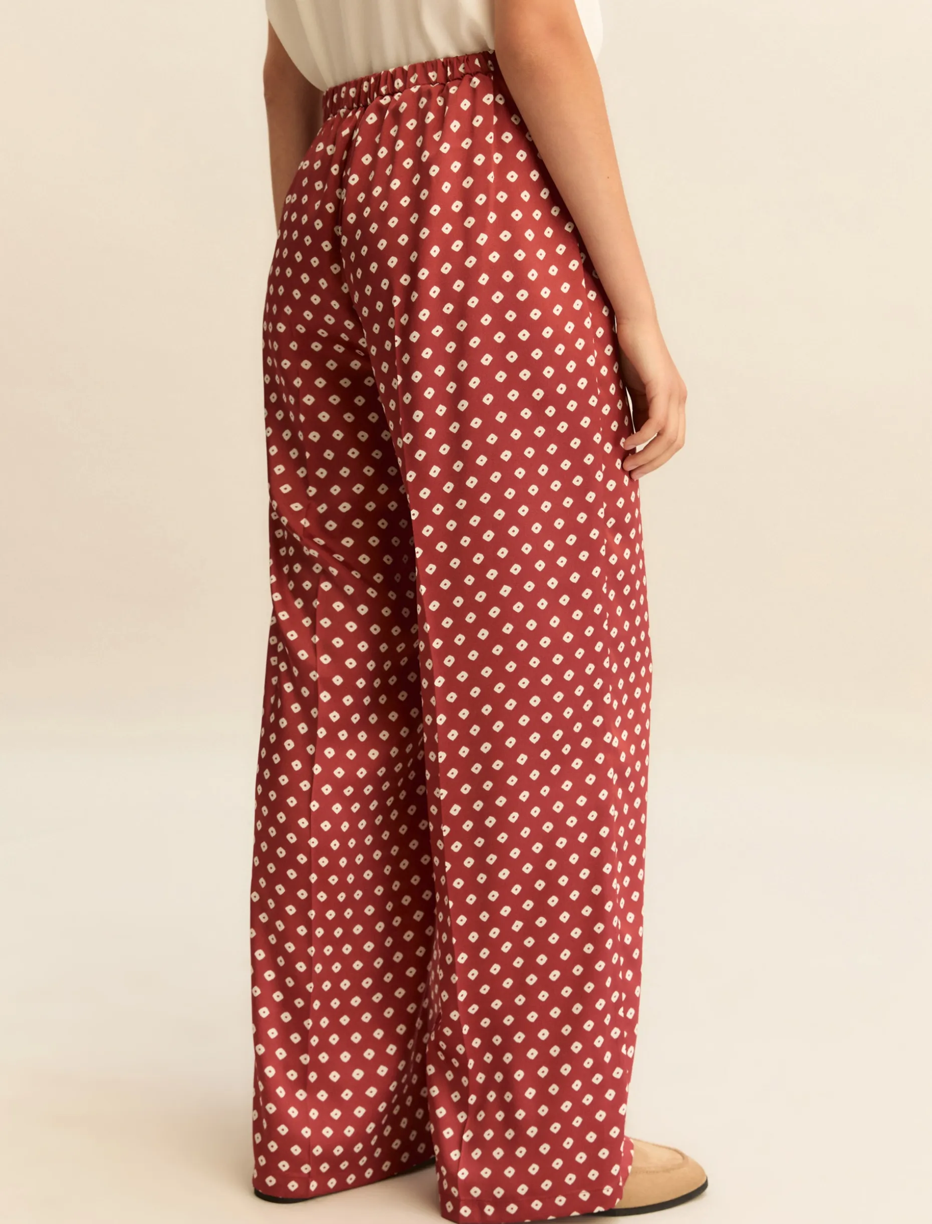 Pantalone in twill stampato - CILIEGIA