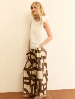 Pantalone in twill stampato - TORTORA