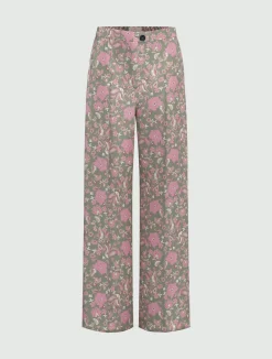 Pantalone in twill stampato - VERDE SOTTOBOSCO