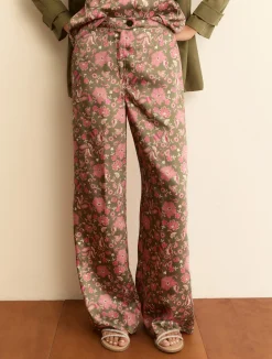 Pantalone in twill stampato - VERDE SOTTOBOSCO