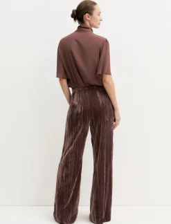 Pantalone in velluto crackle - MARRONE