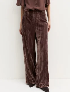 Pantalone in velluto crackle - MARRONE