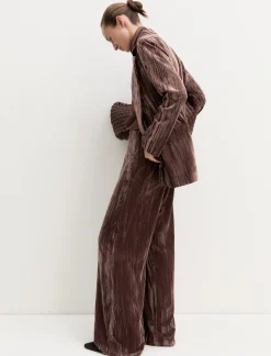 Pantalone in velluto crackle - MARRONE