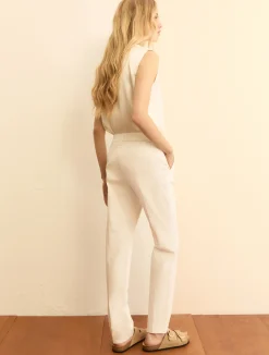 Pantalone slim fit in gabardina - BIANCO