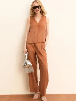 Pantalone wide leg in lyocell - TERRA
