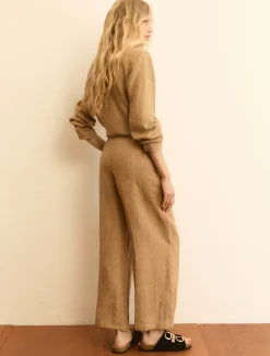 Pantalone dritto in lino - ECRU`