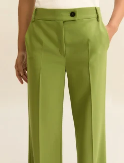 Pantalone dritto in tessuto stretch - VERDE